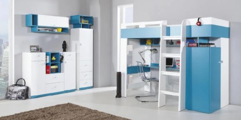 ŁAWA STOLIK MEBLE MŁODZIEŻOWE MOBI System MO16 Meblar - Biały Lux / Turkus - stolik - półka stojąca do pokoju młodzieżowego ŁAWA STOLIK MEBLE MŁODZIEŻOWE MOBI System MO16 Meblar - Biały Lux / Turkus - stolik - półka stojąca do pokoju młodzieżowego