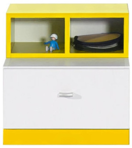 SZAFKA NOCNA Z SZUFLADĄ MEBLE MŁODZIEŻOWE MOBI System MO17 Meblar - Biały Lux / Żółty - szafka nocna z szufladą i półkami