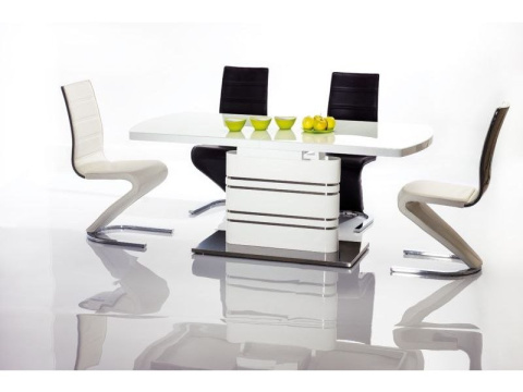 SIGNAL STÓŁ GUCCI SZKŁO HARTOWANE + MDF BIAŁY / MDF + STAL SZCZOTKOWANA BIAŁY LAKIER140(200)X85 SIGNAL STÓŁ GUCCI SZKŁO HARTOWANE + MDF BIAŁY / MDF + STAL SZCZOTKOWANA BIAŁY LAKIER140(200)X85