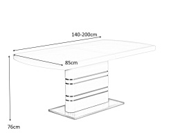 SIGNAL STÓŁ GUCCI SZKŁO HARTOWANE + MDF BIAŁY / MDF + STAL SZCZOTKOWANA BIAŁY LAKIER140(200)X85