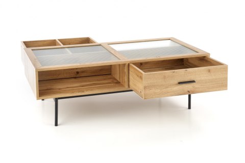 Halmar ława z szufladami COSTANZA MDF okleinowany dąb naturalny/ stal malowana czarny Halmar ława z szufladami COSTANZA MDF okleinowany dąb naturalny/ stal malowana czarny