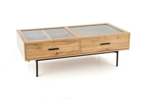 Halmar ława z szufladami COSTANZA MDF okleinowany dąb naturalny/ stal malowana czarny Halmar ława z szufladami COSTANZA MDF okleinowany dąb naturalny/ stal malowana czarny