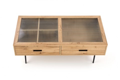 Halmar ława z szufladami COSTANZA MDF okleinowany dąb naturalny/ stal malowana czarny Halmar ława z szufladami COSTANZA MDF okleinowany dąb naturalny/ stal malowana czarny