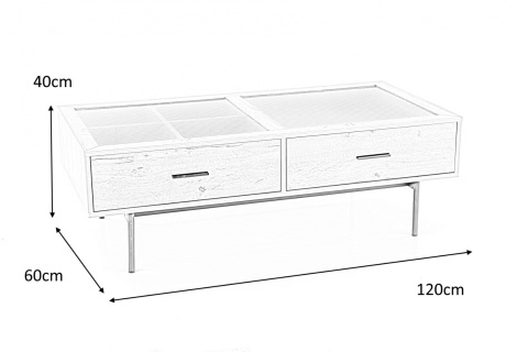 Halmar ława z szufladami COSTANZA MDF okleinowany dąb naturalny/ stal malowana czarny Halmar ława z szufladami COSTANZA MDF okleinowany dąb naturalny/ stal malowana czarny