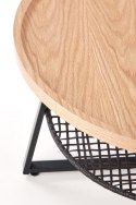 Halmar ława FLORENCE fi 80 MDF okleinowany dąb naturalny / rattan synt. stal malowana czarny