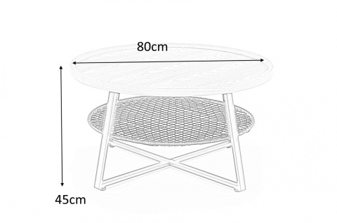 Halmar ława FLORENCE fi 80 MDF okleinowany dąb naturalny / rattan synt. stal malowana czarny Halmar ława FLORENCE fi 80 MDF okleinowany dąb naturalny / rattan synt. stal malowana czarny