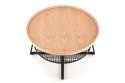 Halmar ława FLORENCE fi 80 MDF okleinowany dąb naturalny / rattan synt. stal malowana czarny