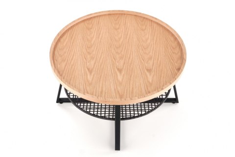 Halmar ława FLORENCE fi 80 MDF okleinowany dąb naturalny / rattan synt. stal malowana czarny Halmar ława FLORENCE fi 80 MDF okleinowany dąb naturalny / rattan synt. stal malowana czarny