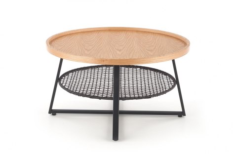 Halmar ława FLORENCE fi 80 MDF okleinowany dąb naturalny / rattan synt. stal malowana czarny Halmar ława FLORENCE fi 80 MDF okleinowany dąb naturalny / rattan synt. stal malowana czarny