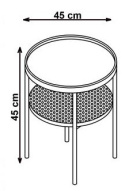 Halmar ława KAMPA stal malowana proszkowo MDF okleinowany czarny / rattan naturalny