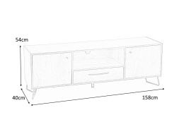 Halmar LOCKHEED szafka RTV-1 płyta okleinowana dąb grandson / stal malowana czarny 158x40