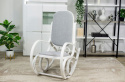Halmar MAX BIS PLUS fotel drewniany bujany biały tkanina szary