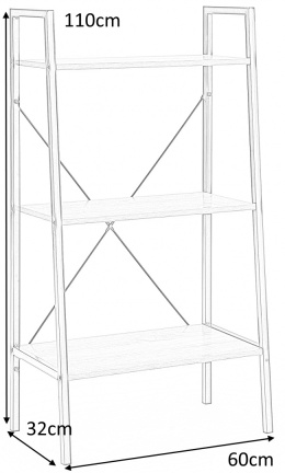 Halmar regał NARVIK REG3 stal malowana czarny / dąb sonoma płyta laminowana 60x32
