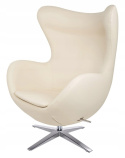 King Home Fotel EGG SZEROKI PU beżowy - relaksacyjny fotel obrotowy z funkcją bujania - kołyska - ekoskóra / stal polerowana King Home Fotel EGG SZEROKI PU beżowy - relaksacyjny fotel obrotowy z funkcją bujania - kołyska - ekoskóra / stal polerowana