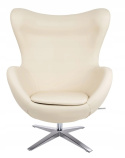 King Home Fotel EGG SZEROKI PU beżowy - relaksacyjny fotel obrotowy z funkcją bujania - kołyska - ekoskóra / stal polerowana King Home Fotel EGG SZEROKI PU beżowy - relaksacyjny fotel obrotowy z funkcją bujania - kołyska - ekoskóra / stal polerowana