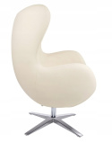 King Home Fotel EGG SZEROKI PU beżowy - relaksacyjny fotel obrotowy z funkcją bujania - kołyska - ekoskóra / stal polerowana King Home Fotel EGG SZEROKI PU beżowy - relaksacyjny fotel obrotowy z funkcją bujania - kołyska - ekoskóra / stal polerowana