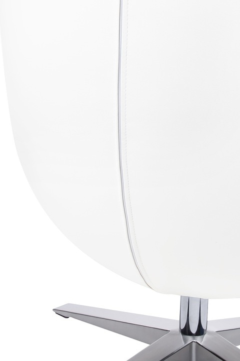 King Home Fotel EGG SZEROKI PU biały - relaksacyjny fotel obrotowy z funkcją bujania - kołyska - ekoskóra / stal polerowana King Home Fotel EGG SZEROKI PU biały - relaksacyjny fotel obrotowy z funkcją bujania - kołyska - ekoskóra / stal polerowana