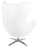 King Home Fotel EGG SZEROKI PU biały - relaksacyjny fotel obrotowy z funkcją bujania - kołyska - ekoskóra / stal polerowana King Home Fotel EGG SZEROKI PU biały - relaksacyjny fotel obrotowy z funkcją bujania - kołyska - ekoskóra / stal polerowana