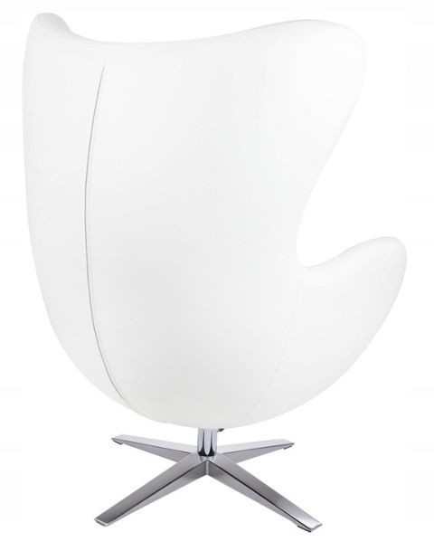 King Home Fotel EGG SZEROKI PU biały - relaksacyjny fotel obrotowy z funkcją bujania - kołyska - ekoskóra / stal polerowana King Home Fotel EGG SZEROKI PU biały - relaksacyjny fotel obrotowy z funkcją bujania - kołyska - ekoskóra / stal polerowana