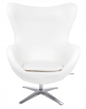 King Home Fotel EGG SZEROKI PU biały - relaksacyjny fotel obrotowy z funkcją bujania - kołyska - ekoskóra / stal polerowana King Home Fotel EGG SZEROKI PU biały - relaksacyjny fotel obrotowy z funkcją bujania - kołyska - ekoskóra / stal polerowana