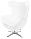 King Home Fotel EGG SZEROKI PU biały - relaksacyjny fotel obrotowy z funkcją bujania - kołyska - ekoskóra / stal polerowana King Home Fotel EGG SZEROKI PU biały - relaksacyjny fotel obrotowy z funkcją bujania - kołyska - ekoskóra / stal polerowana