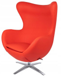 King Home Fotel EGG SZEROKI PU czerwony - relaksacyjny fotel obrotowy z funkcją bujania - kołyska - ekoskóra / stal polerowana King Home Fotel EGG SZEROKI PU czerwony - relaksacyjny fotel obrotowy z funkcją bujania - kołyska - ekoskóra / stal polerowana