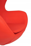 King Home Fotel EGG SZEROKI PU czerwony - relaksacyjny fotel obrotowy z funkcją bujania - kołyska - ekoskóra / stal polerowana