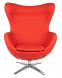King Home Fotel EGG SZEROKI PU czerwony - relaksacyjny fotel obrotowy z funkcją bujania - kołyska - ekoskóra / stal polerowana King Home Fotel EGG SZEROKI PU czerwony - relaksacyjny fotel obrotowy z funkcją bujania - kołyska - ekoskóra / stal polerowana