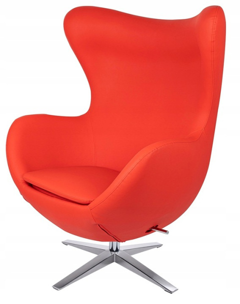 King Home Fotel EGG SZEROKI PU czerwony - relaksacyjny fotel obrotowy z funkcją bujania - kołyska - ekoskóra / stal polerowana King Home Fotel EGG SZEROKI PU czerwony - relaksacyjny fotel obrotowy z funkcją bujania - kołyska - ekoskóra / stal polerowana