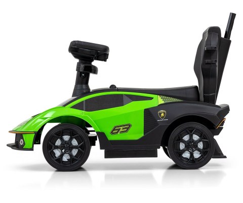 Milly Mally Pojazd z rączką LAMBORGHINI ESSENZA SC V12 Green - jeździk samochód zielony, skrętne koła, kierownica z dźwiękiem Milly Mally Pojazd z rączką LAMBORGHINI ESSENZA SC V12 Green - jeździk samochód zielony, skrętne koła, kierownica z dźwiękiem