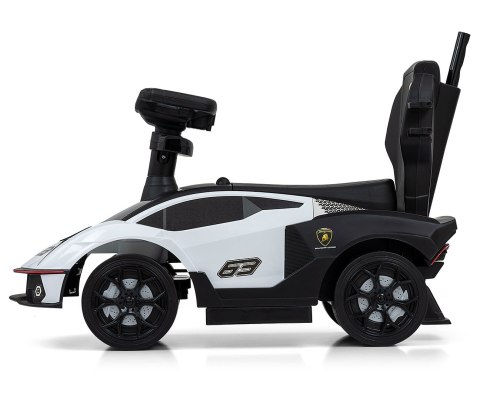 Milly Mally Pojazd z rączką LAMBORGHINI ESSENZA SC V12 White - jeździk samochód biały, skrętne koła, kierownica z dźwiękiem Milly Mally Pojazd z rączką LAMBORGHINI ESSENZA SC V12 White - jeździk samochód biały, skrętne koła, kierownica z dźwiękiem