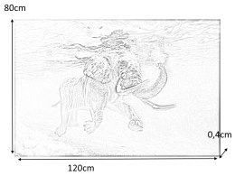 SIGNAL OBRAZ ELEPHANT 120X80 - obraz na szkle hartowanym - słoń pod wodą, szary morski