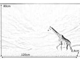 SIGNAL OBRAZ GIRAFFE 120X80 - obraz na szkle hartowanym - żyrafa, niebieski, odcienie beżu