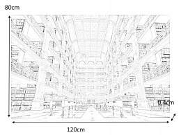 SIGNAL OBRAZ LIBRARY 120X80 - obraz na szkle hartowanym - biblioteka, beż brąz
