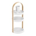 Umbra UMBRA organizer na kosmetyki BELLWOOD - biały z drewnianym uchwytem - 3 tace i miseczka z tworzywa na przybory, kosmetyki Umbra UMBRA organizer na kosmetyki BELLWOOD - biały z drewnianym uchwytem - 3 tace i miseczka z tworzywa na przybory, kosmetyki