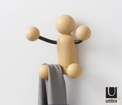 Umbra UMBRA wieszak ścienny WOODY WALL HOOK czarny/naturalny - drewniany wieszak na ubrania - 4 haczyki - kształt ludzika Umbra UMBRA wieszak ścienny WOODY WALL HOOK czarny/naturalny - drewniany wieszak na ubrania - 4 haczyki - kształt ludzika