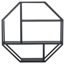 ACTONA Półka ścienna Seaford Octagon czarna - półki MDF, oprawa czarna metalowa - styl industrialny