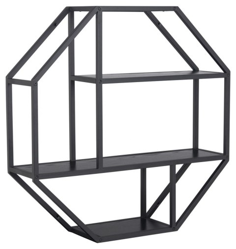 ACTONA Półka ścienna Seaford Octagon czarna - półki MDF, oprawa czarna metalowa - styl industrialny ACTONA Półka ścienna Seaford Octagon czarna - półki MDF, oprawa czarna metalowa - styl industrialny
