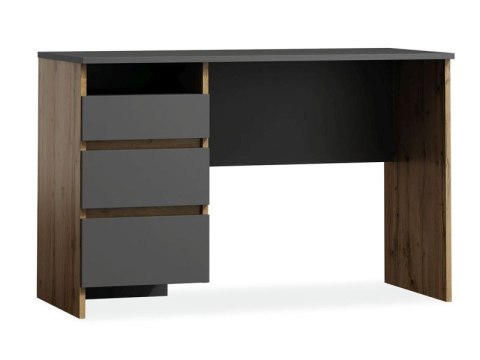 BIURKO B-005 ANTRACYT / DĄB WOTAN szare - płyta laminowana MDF, biurko z szufladami i półkami, do pokoju młodzieżowego, biura BIURKO B-005 ANTRACYT / DĄB WOTAN szare - płyta laminowana MDF, biurko z szufladami i półkami, do pokoju młodzieżowego, biura