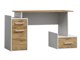 SIGNAL BIURKO B-009 DĄB WOTAN / BIAŁY MAT - płyta laminowana MDF, biurko z szufladami i półkami, do pokoju młodzieżowego, biura