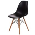 D2.DESIGN Krzesło P016W tworzywo PP czarne, drewniane nogi