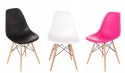 D2.DESIGN Krzesło P016W tworzywo PP dark pink, drewniane nogi - różowe