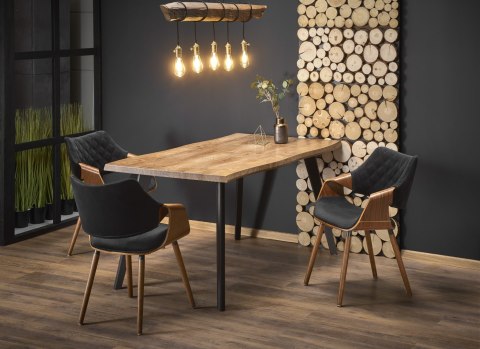 STÓŁ ROZKŁADANY DICKSON 150-210x90 blat dąb naturalny nogi - czarne - do jadalni HALMAR blat MDF okleinowany nogi lite drewno STÓŁ ROZKŁADANY DICKSON 150-210x90 blat dąb naturalny nogi - czarne - do jadalni HALMAR blat MDF okleinowany nogi lite drewno