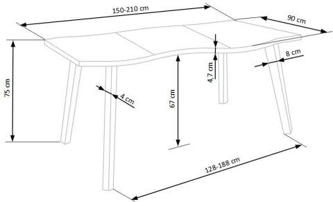 STÓŁ ROZKŁADANY DICKSON 150-210x90 blat dąb naturalny nogi - czarne - do jadalni HALMAR blat MDF okleinowany nogi lite drewno STÓŁ ROZKŁADANY DICKSON 150-210x90 blat dąb naturalny nogi - czarne - do jadalni HALMAR blat MDF okleinowany nogi lite drewno