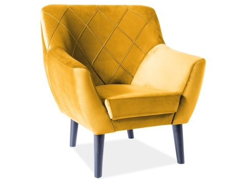 FOTEL KIER 1 VELVET KOLOR CURRY BLUVEL 68 / WENGE - żółty, tapicerowany aksamitny fotel wypoczynkowy, nogi drewno bukowe FOTEL KIER 1 VELVET KOLOR CURRY BLUVEL 68 / WENGE - żółty, tapicerowany aksamitny fotel wypoczynkowy, nogi drewno bukowe