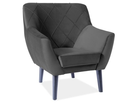 FOTEL KIER 1 VELVET KOLOR CZARNY BLUVEL 19 / WENGE - tapicerowany aksamitny fotel wypoczynkowy, nogi drewno bukowe FOTEL KIER 1 VELVET KOLOR CZARNY BLUVEL 19 / WENGE - tapicerowany aksamitny fotel wypoczynkowy, nogi drewno bukowe