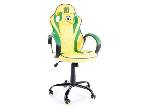 FOTEL OBROTOWY BRASIL żółty / zielony - krzesło biurowe do biurka, TILT, kółka kauczukowe, max. obciąż 90kg gamingowy Gamingowe FOTEL OBROTOWY BRASIL żółty / zielony - krzesło biurowe do biurka, TILT, kółka kauczukowe, max. obciąż 90kg gamingowy Gamingowe