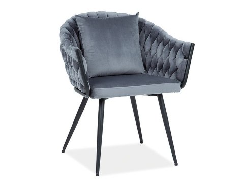SIGNAL KRZESŁO do jadalni, salonu NUVO VELVET CZARNY STELAŻ/ SZARE BLUVEL 14 -tapicerowane, pikowane, poduszka w zestawie, metal SIGNAL KRZESŁO do jadalni, salonu NUVO VELVET CZARNY STELAŻ/ SZARE BLUVEL 14 -tapicerowane, pikowane, poduszka w zestawie, metal