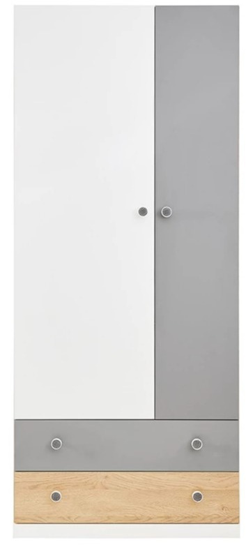 Meblar Szafa PIXEL PX3 Dąb biszkoptowy /Biały lux /Szary szafa młodzieżowa półki i drążek- do pokoju nastolatka płyta laminowana Meblar Szafa PIXEL PX3 Dąb biszkoptowy /Biały lux /Szary szafa młodzieżowa półki i drążek- do pokoju nastolatka płyta laminowana