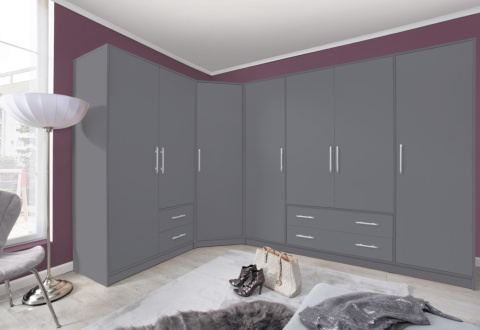 SZAFA CZTERODRZWIOWA Z LUSTREM I SZUFLADAMI SMART SRL1 z lustrem Meblar - Antracyt - szara pojemna szafa - z płyty laminowanej SZAFA CZTERODRZWIOWA Z LUSTREM I SZUFLADAMI SMART SRL1 z lustrem Meblar - Antracyt - szara pojemna szafa - z płyty laminowanej